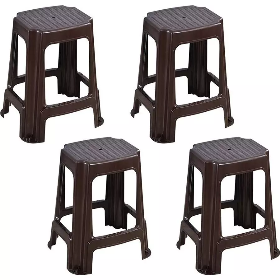 Swagath STL Rectangular Stool Plastic Sandal Brown 54x37x31 cm Size for Outdoor & Cafeteria Use, STL-05-SB-4 (Pack of 4 Pcs)