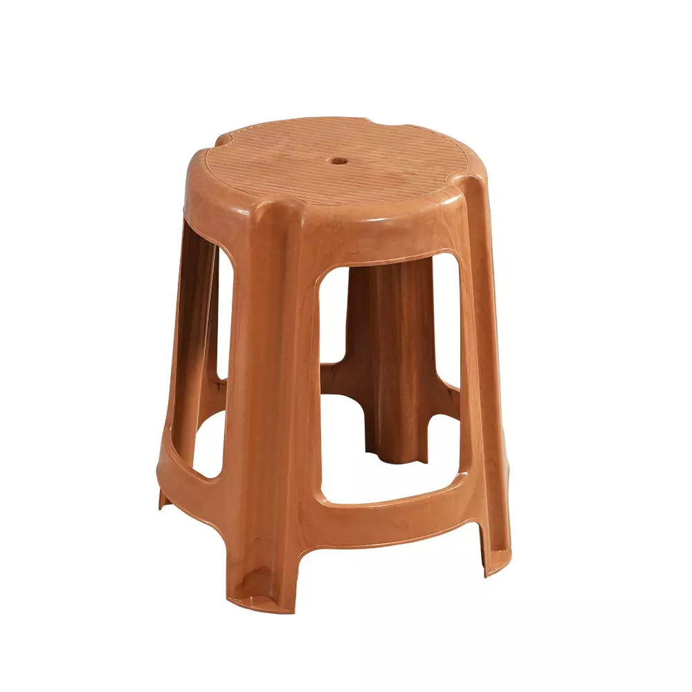 Swagath Sandal Wood Plastic Round Stool for Indoor, Outdoor & Cafeteria (Set of 2)