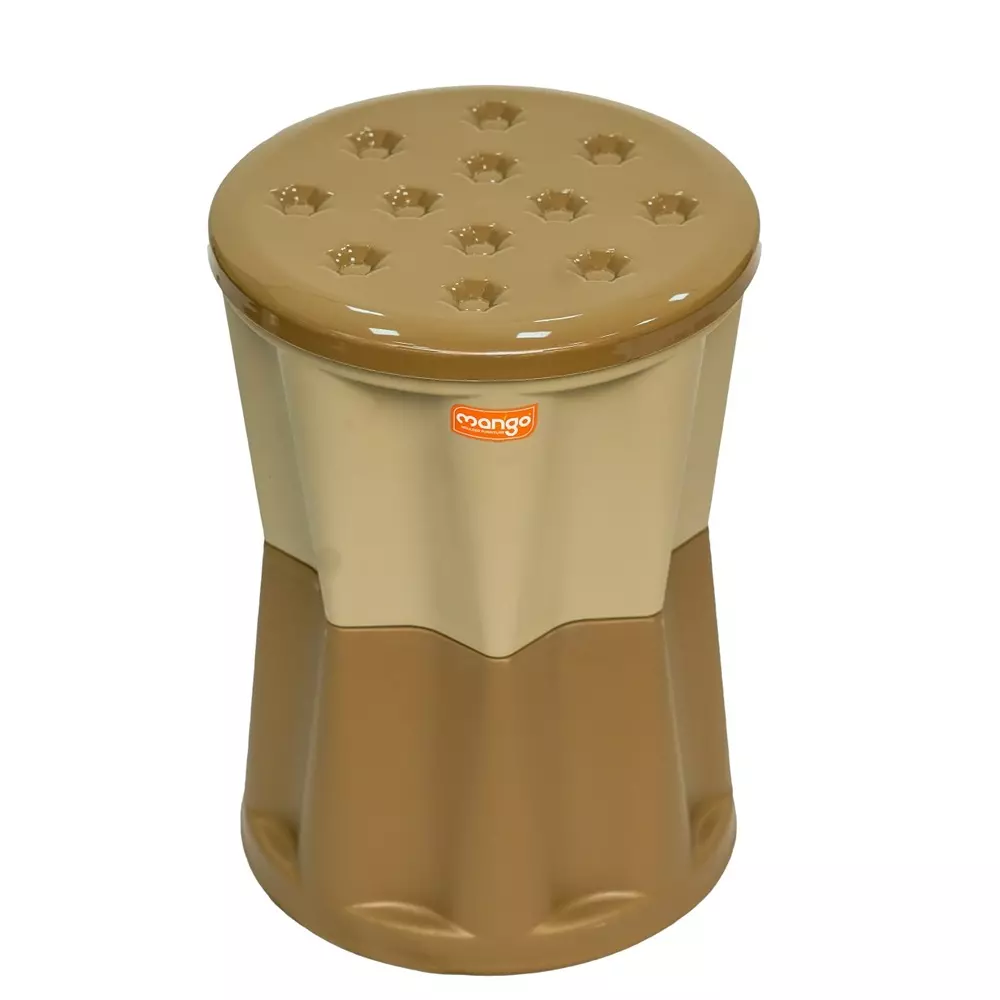 Mango PEPPER Plastic Stool 304.8x381x431.8 mm Plaza Top / Rattan Dark Beige