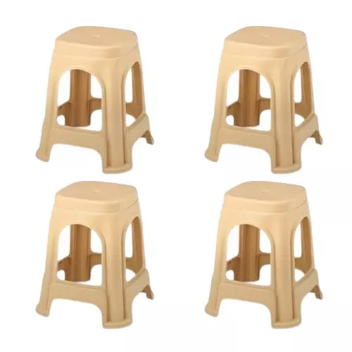 Maharaja Stackable Stool Beige Polypropylene for Home, School, Garden & Office, Jupiter_Beige-PK4 (Pack of 4 Pcs)
