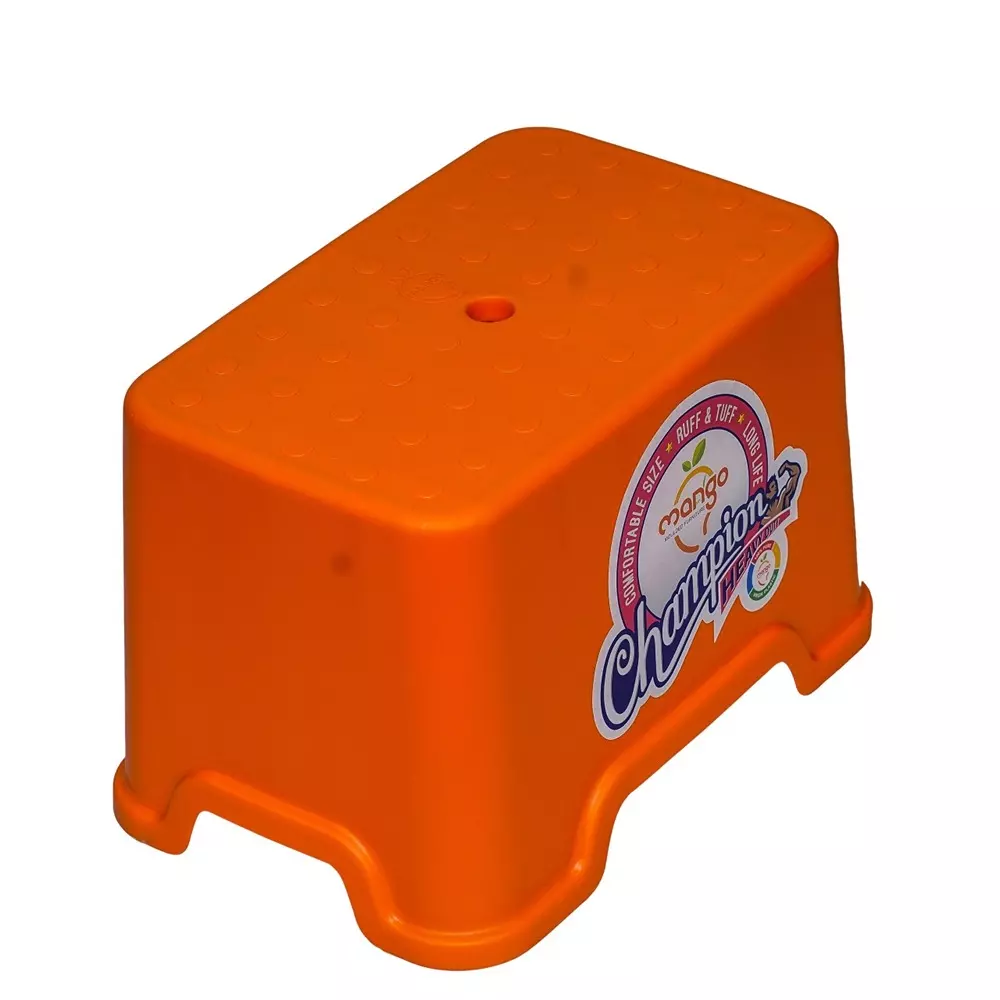 Mango Champion Stool Orange 12x15x11 Inch Size Polypropylene Plastic for Shops & Store Use