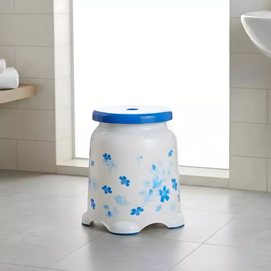 nilkamal-stl-plastic-stool-floral-cream-bright-blue-color