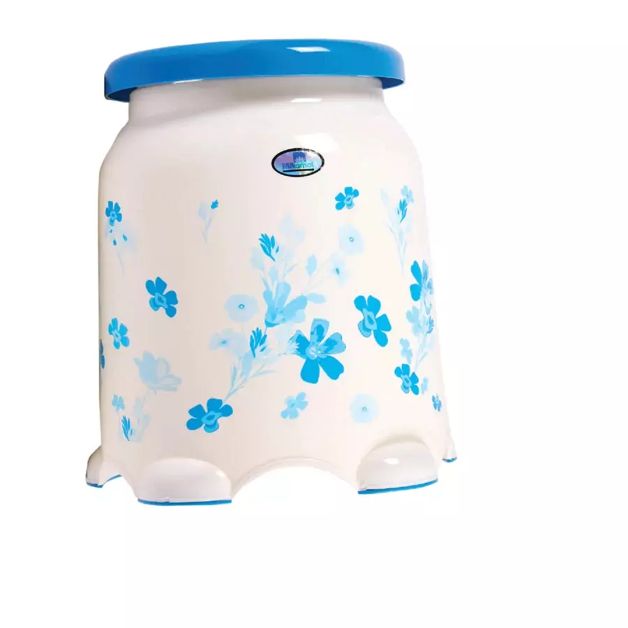 nilkamal-stl-plastic-stool-floral-cream-bright-blue-color