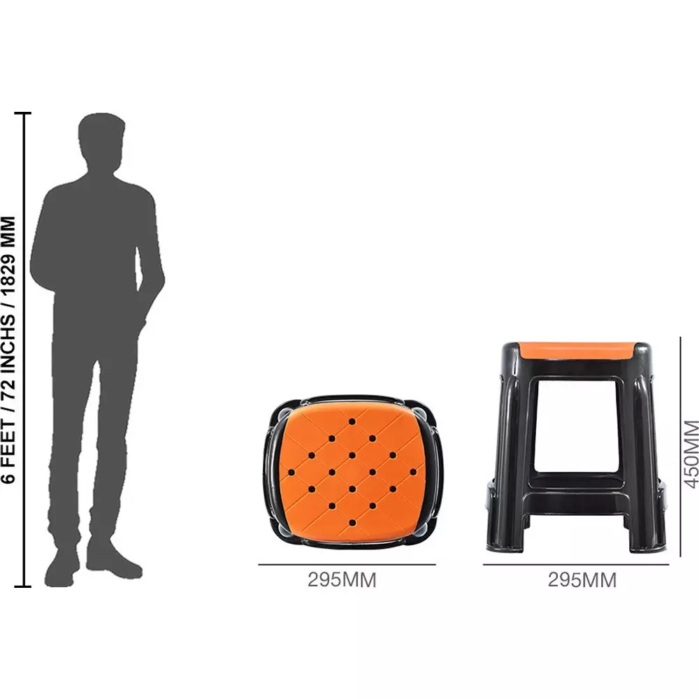 swagath-stool-plastic-45x295x295-cm-12-kg-orange-seat-with-black-body-pre-assembled-for-cafeteria-kitchen-houeshold-work-and-outdoor-use