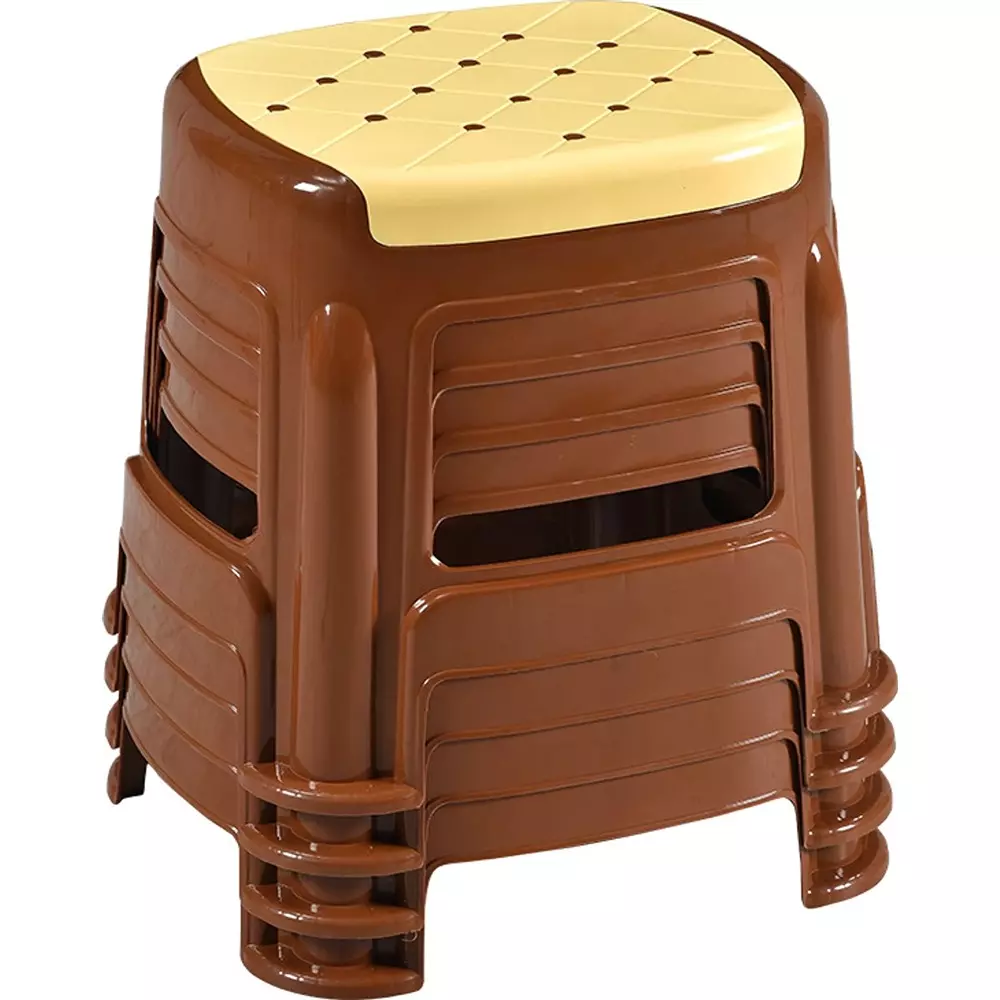 swagath-stool-plastic-27x315x28-cm-530-g-ivory-seat-with-brown-body-pre-assembled-for-cafeteria-kitchen-houeshold-work-and-outdoor-use-pack-of-4-pcs