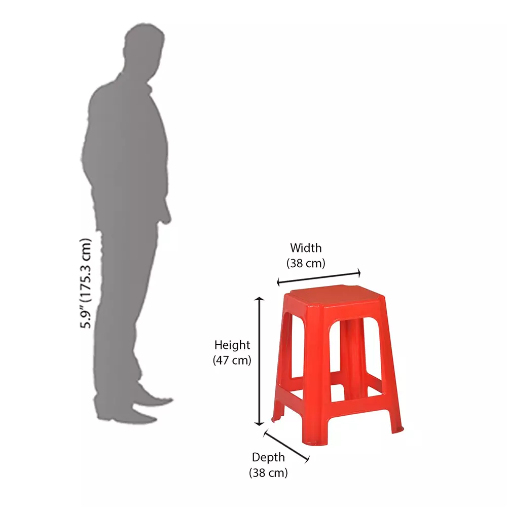 Nilkamal STL07  Plastic  Stool (Bright Red)