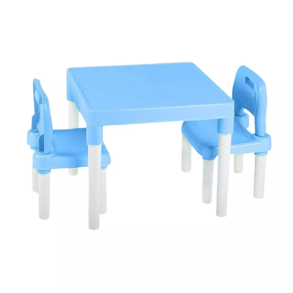 Swagath 2 Besty Kids Chair with 1 Activity Table Kit Square 2 Seater Plastic Matte Finish Mid Back Blue for Home & School Use, ACTIBSTY