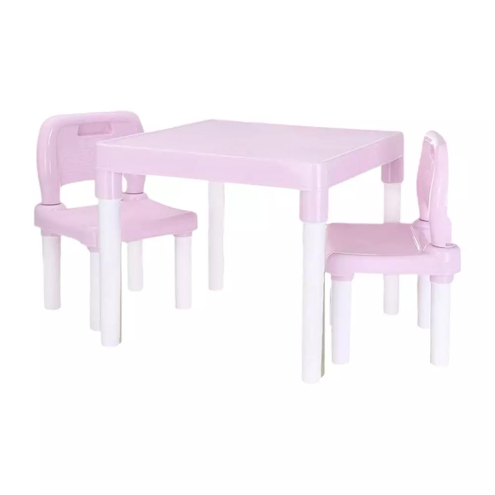 Swagath 2 Besty Kids Chair with 1 Activity Table Kit Square 2 Seater Plastic Matte Finish Mid Back Baby Pink for Home & School Use, ACTIBSTY