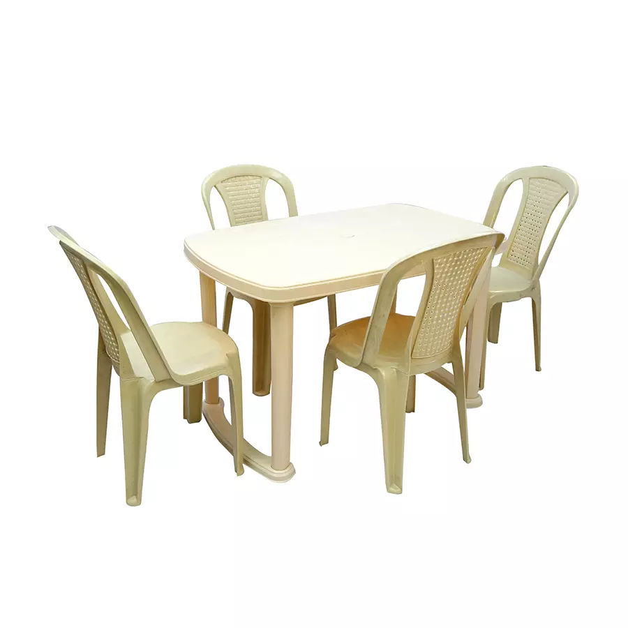 Buy Nilkamal Chair 4002 4 Seater Table Chair Set Marble Beige Online in