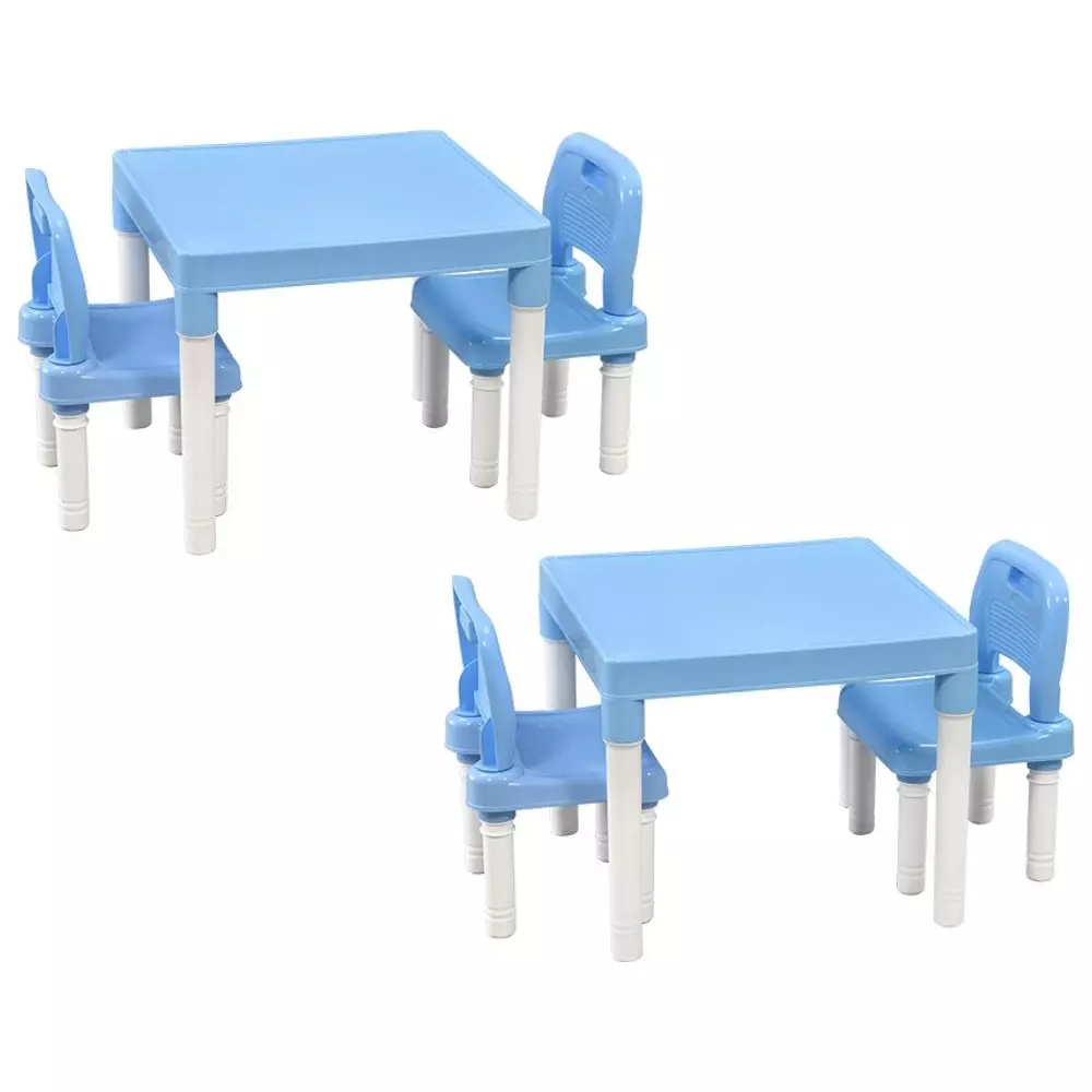 Swagath 4 Besty Kids Chair with 2 Activity Table Kit Square 4 Seater Plastic Matte Finish Mid Back Blue for Home & School Use, ACTIBSTY (Pack of 2 Kit)
