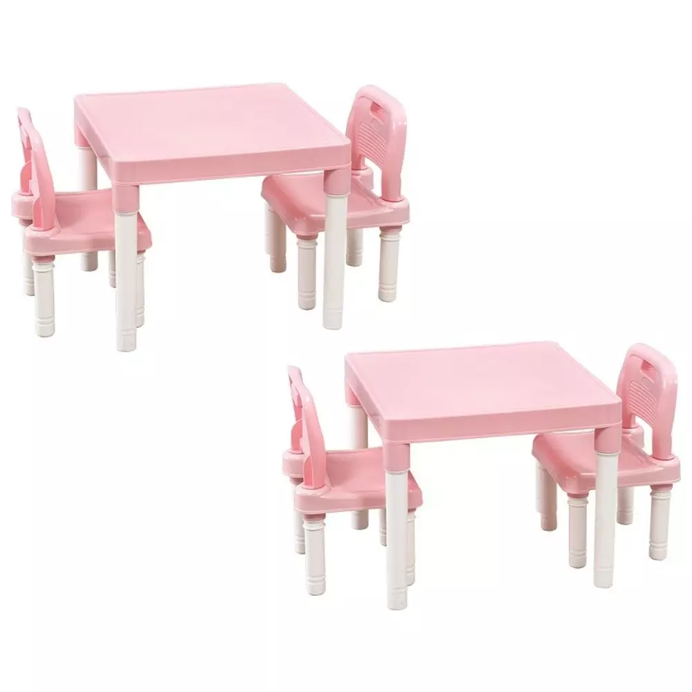 Swagath 4 Besty Kids Chair with 2 Activity Table Kit Square 4 Seater Plastic Matte Finish Mid Back Pink for Home & School Use, ACTIBSTY (Pack of 2 Kit)