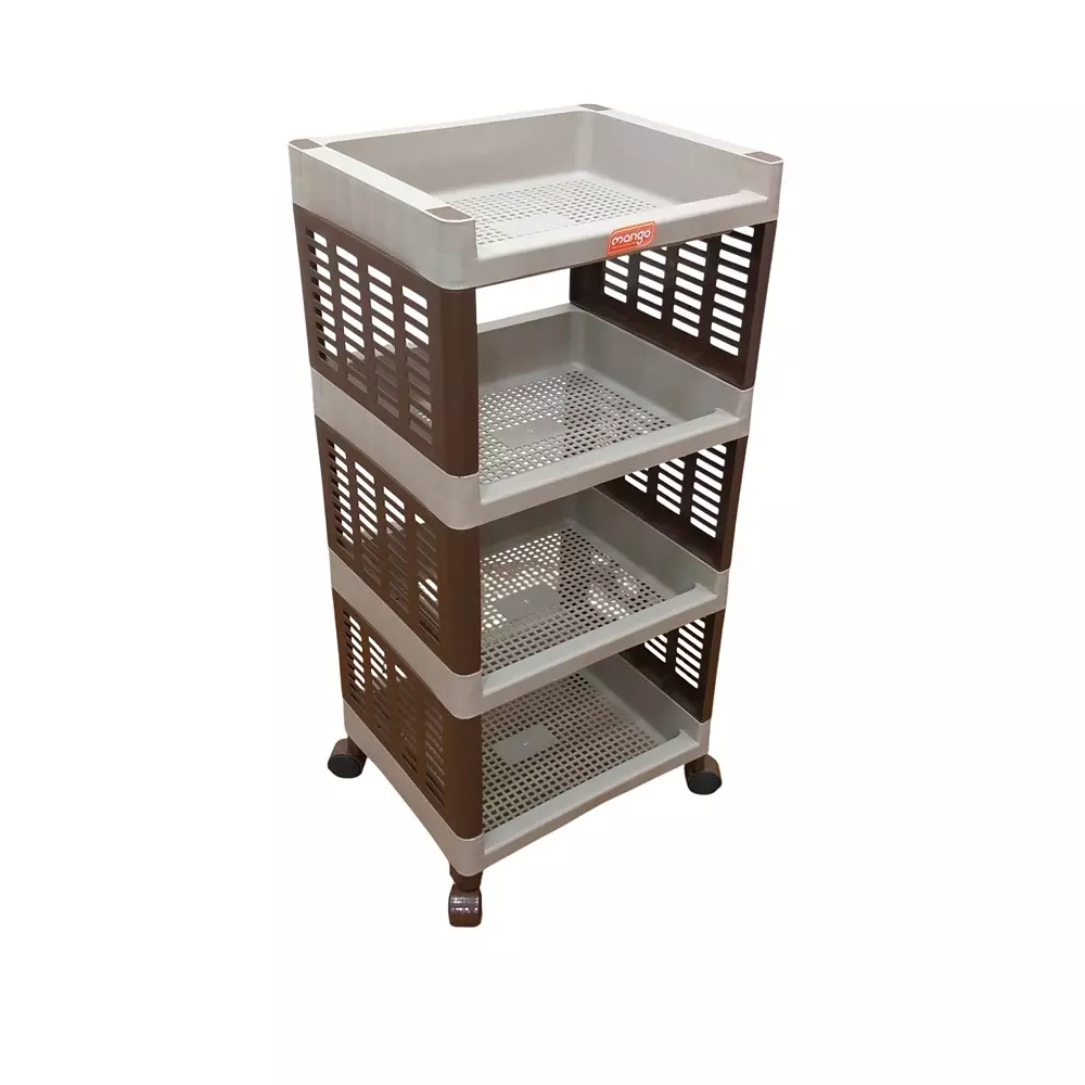 Mango 4 Slot Small Multi-Purpose Rack 772.16x1353.82x2321.56 cm, Ash Plaza Top