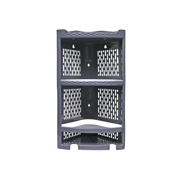 Ankur 490 mm High Kona Corner Rack High Grade Polypropylene Virgin Plastic Body and Grey Color for Homes, Shops & More