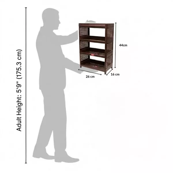 ankur-440-mm-high-stacko-rack-4-high-grade-polypropylene-virgin-plastic-body-and-brown-color-for-homes-shops-more