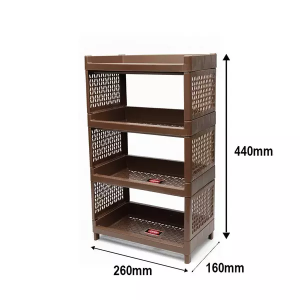 ankur-440-mm-high-stacko-rack-4-high-grade-polypropylene-virgin-plastic-body-and-brown-color-for-homes-shops-more