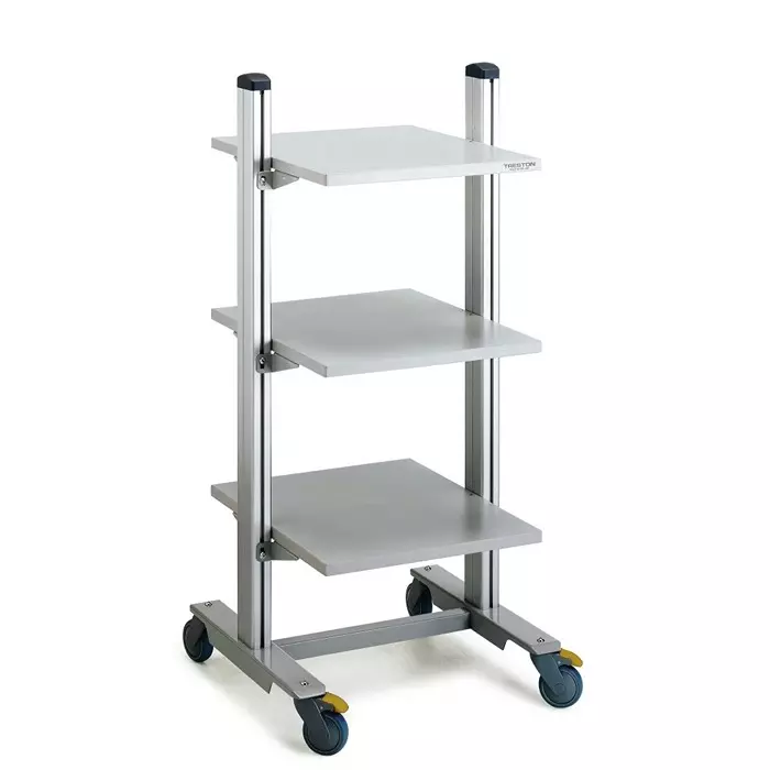 Treston 3 Shelf Aluminium Steel Trolley Trolley 530x650 mm 150kg Load, WTR140 ESD