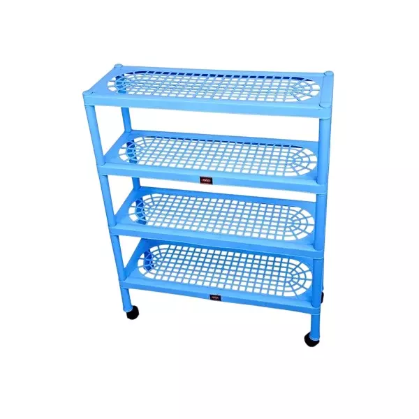 Ankur Spacemaker Rack-4 High Grade Polypropylene Virgin Plastic Body and Blue Color for Homes, Shops & More, FG06010A27