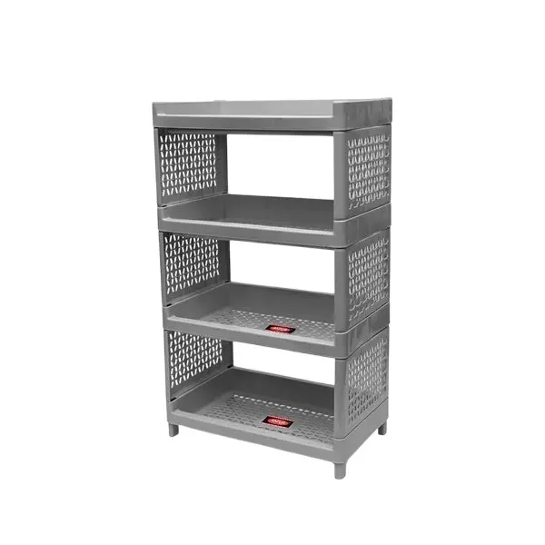 Ankur 440 mm High Stacko Rack-4 High Grade Polypropylene Virgin Plastic Body and Grey Color for Homes, Shops & More
