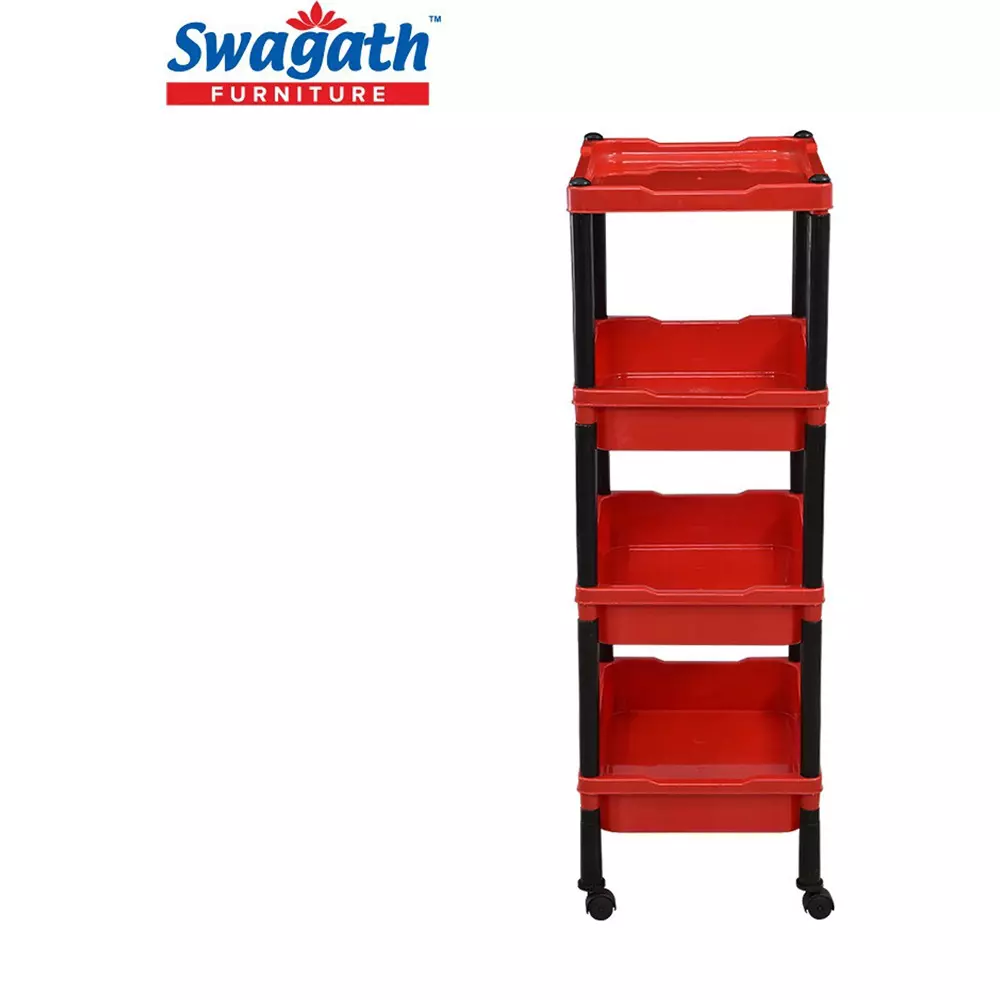 swagath-wheel-type-4-shelves-plastic-furniture-trolley-red-for-fruits-vegetables-clothes-books-trl-04-br-4-pack-of-5