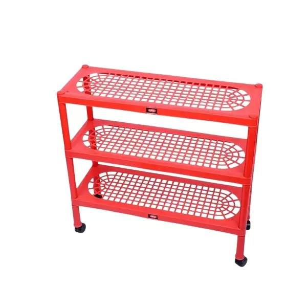 Ankur Spacemaker Rack-3 High Grade Polypropylene Virgin Plastic Body and Red Color for Homes, Shops & More, FG06010A26