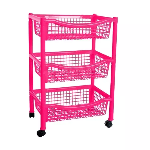Ankur Multi Purpose Rack-3 High Grade Polypropylene Virgin Plastic Body and Pink Color for Homes, Shops & More, FG06010A19