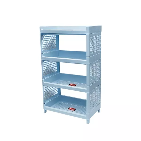 Ankur 440 mm High Stacko Rack-4 High Grade Polypropylene Virgin Plastic Body and Blue Color for Homes, Shops & More