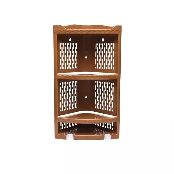 Ankur 490 mm High Kona Corner Rack High Grade Polypropylene Virgin Plastic Body and Brown Color for Homes, Shops & More