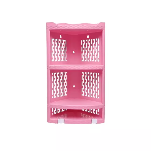 Ankur 490 mm High Kona Corner Rack High Grade Polypropylene Virgin Plastic Body and Pink Color for Homes, Shops & More