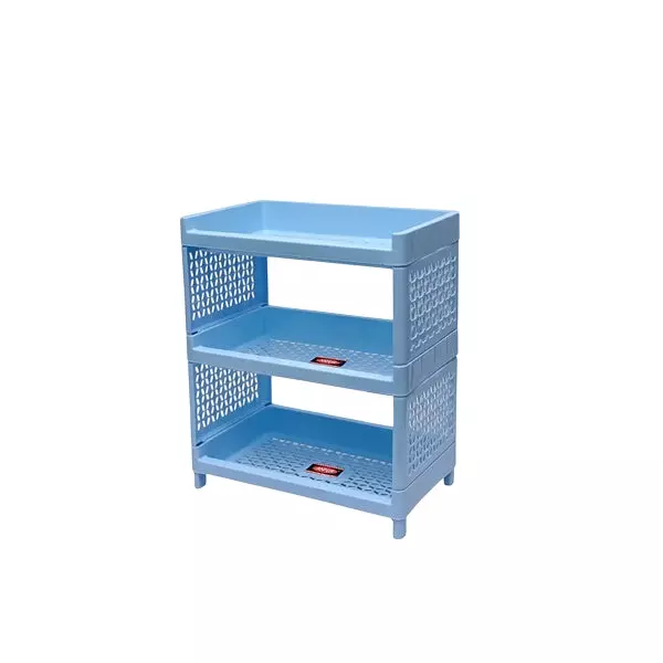 Ankur 320 mm High Stacko Rack-3 High Grade Polypropylene Virgin Plastic Body and Blue Color for Homes, Shops & More