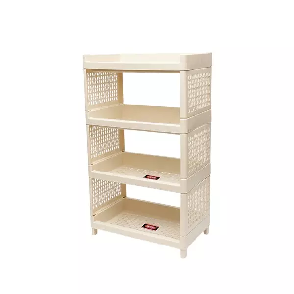 Ankur 440 mm High Stacko Rack-4 High Grade Polypropylene Virgin Plastic Body and Ivory Color for Homes, Shops & More