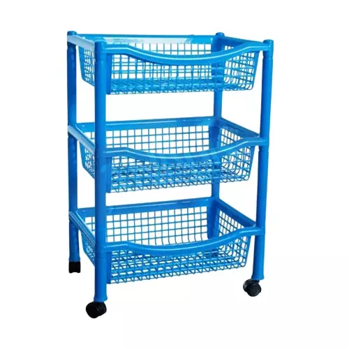 Ankur Multi Purpose Rack-3 High Grade Polypropylene Virgin Plastic Body and Blue Color for Homes, Shops & More, FG06010A19