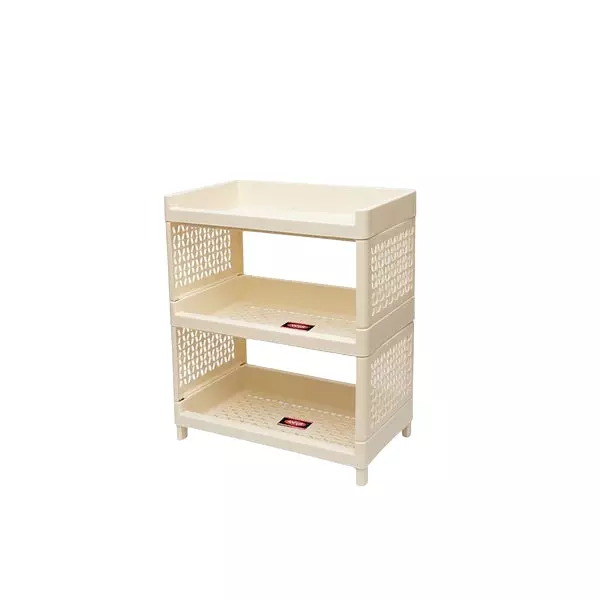 Ankur 320 mm High Stacko Rack-3 High Grade Polypropylene Virgin Plastic Body and Ivory Color for Homes, Shops & More