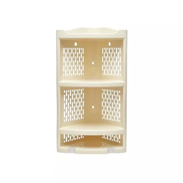 Ankur 490 mm High Kona Corner Rack High Grade Polypropylene Virgin Plastic Body and Ivory Color for Homes, Shops & More
