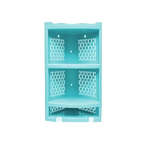 Ankur 490 mm High Kona Corner Rack High Grade Polypropylene Virgin Plastic Body and Turquoise Color for Homes, Shops & More