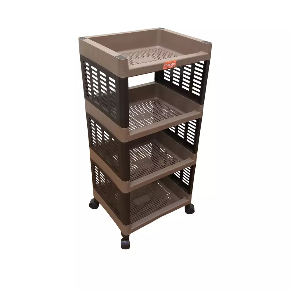 Mango 4 Slot Small Multi-Purpose Rack 772.16x1353.82x2321.56 cm, Dark Beige
