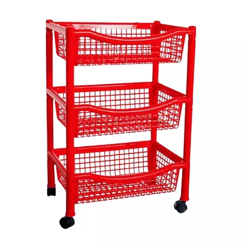Ankur Multi Purpose Rack-3 High Grade Polypropylene Virgin Plastic Body and Red Color for Homes, Shops & More, FG06010A19