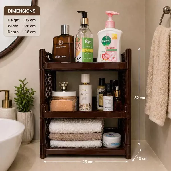 ankur-320-mm-high-stacko-rack-3-high-grade-polypropylene-virgin-plastic-body-and-brown-color-for-homes-shops-more