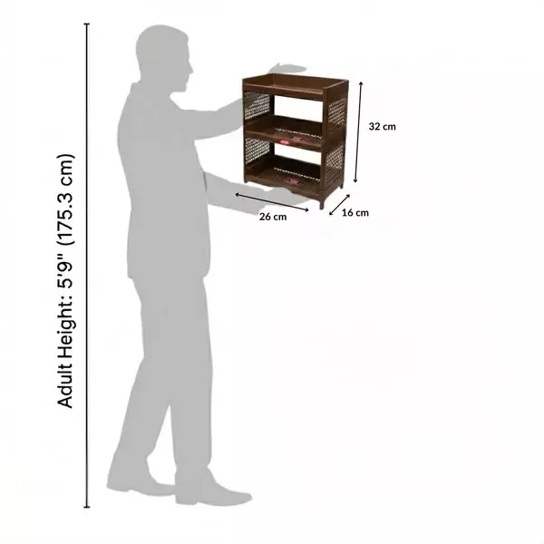 ankur-320-mm-high-stacko-rack-3-high-grade-polypropylene-virgin-plastic-body-and-brown-color-for-homes-shops-more