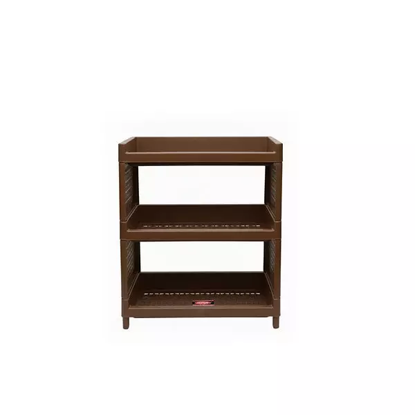 ankur-320-mm-high-stacko-rack-3-high-grade-polypropylene-virgin-plastic-body-and-brown-color-for-homes-shops-more