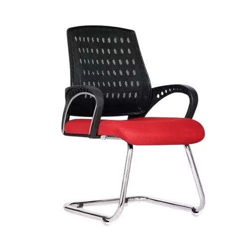 SAHANI Medium Back Office Visitor Ergonomic Chair Fabric Arm Rest Red, SSF-10
