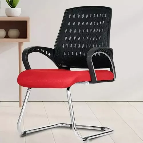SAHANI Medium Back Office Visitor Ergonomic Chair Fabric Arm Rest Red, SSF-10
