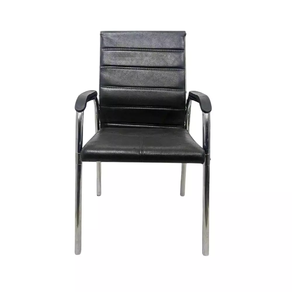 MY CUBICLES Ergo Luxe Office Visitor Chair Mid Back Leather Back Material Black, MC0089