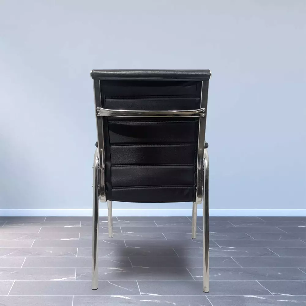 MY CUBICLES Ergo Luxe Office Visitor Chair Mid Back Leather Back Material Black, MC0089