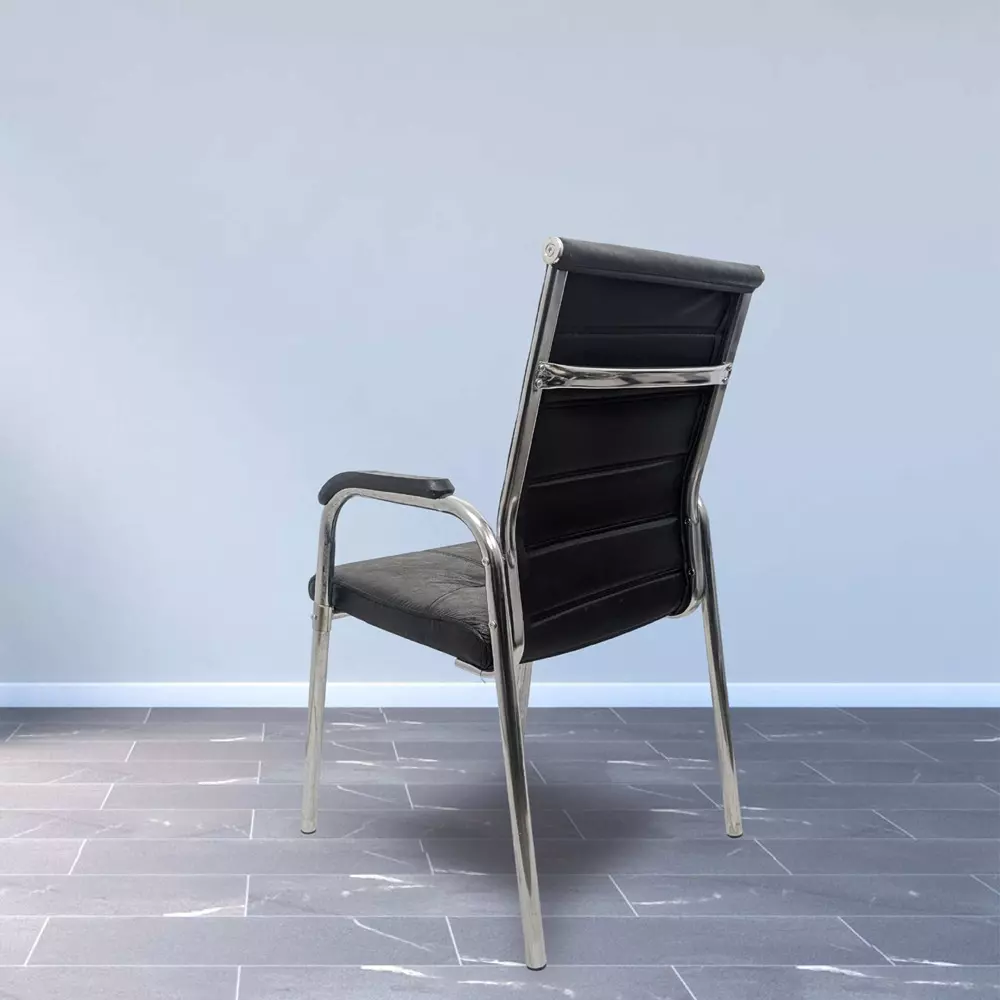 MY CUBICLES Ergo Luxe Office Visitor Chair Mid Back Leather Back Material Black, MC0089