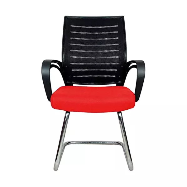 SAHANI Medium Back Visitor Chair Mesh Fabric Arm Rest Red, SSF-07