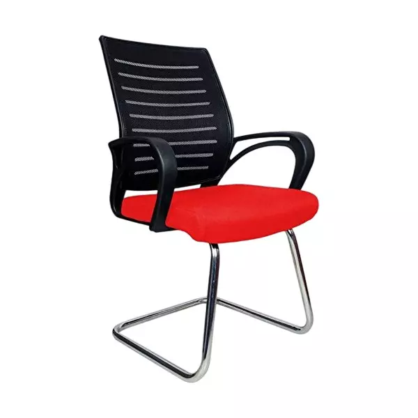 SAHANI Medium Back Visitor Chair Mesh Fabric Arm Rest Red, SSF-07
