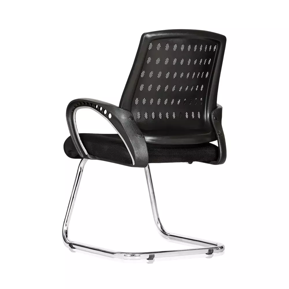 SAHANI Medium Back Office Visitor Ergonomic Chair Fabric Arm Rest Black, SSF-10