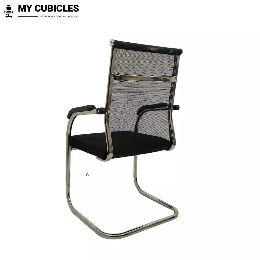 MY CUBICLES Aero Visitor Chair Mid Back Mesh Back Material Black, MC0088