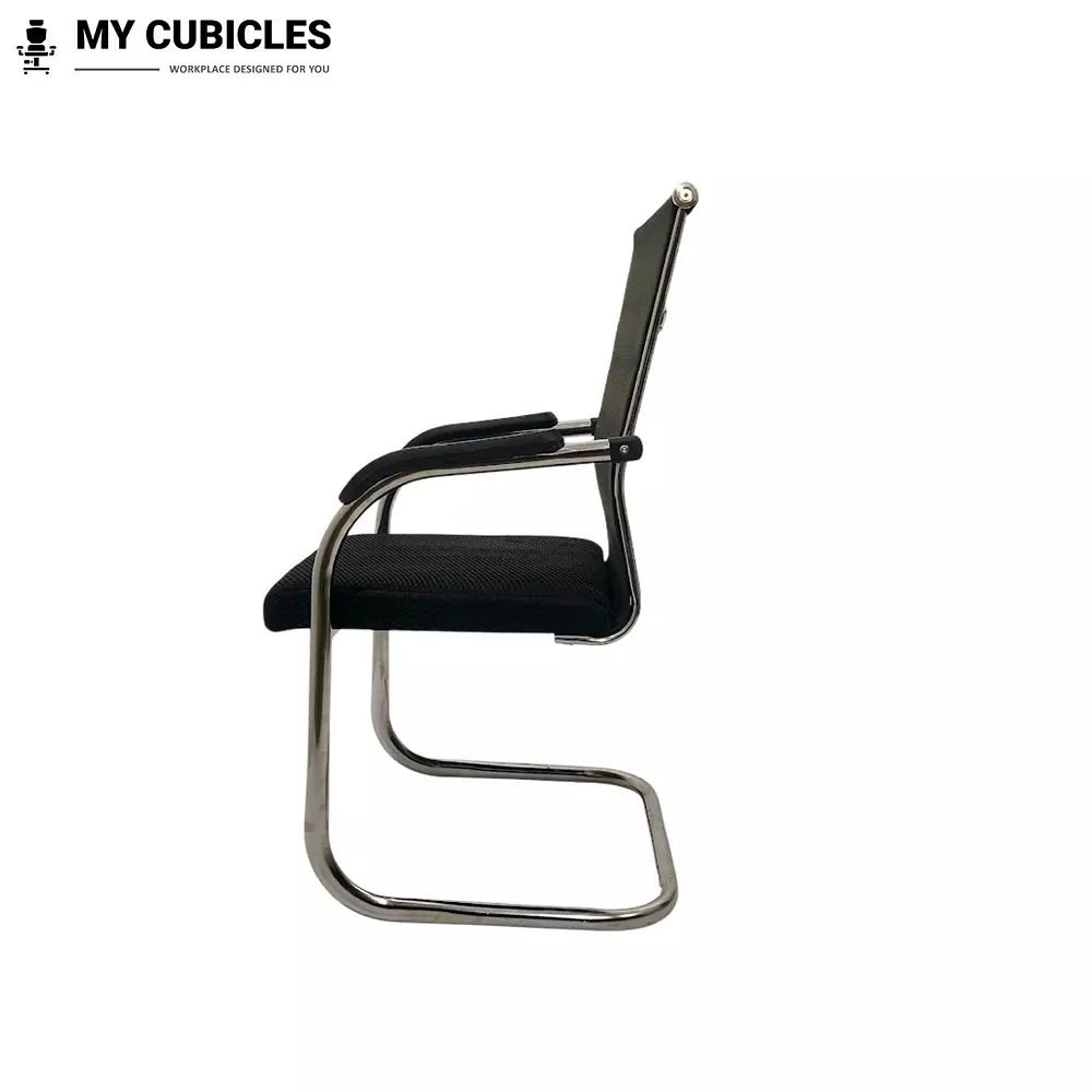 MY CUBICLES Aero Visitor Chair Mid Back Mesh Back Material Black, MC0088