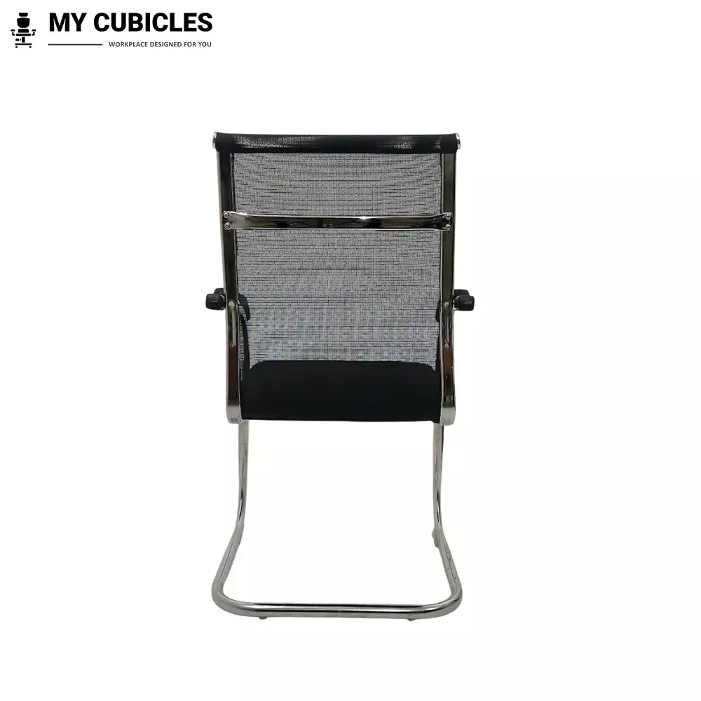 MY CUBICLES Aero Visitor Chair Mid Back Mesh Back Material Black, MC0088